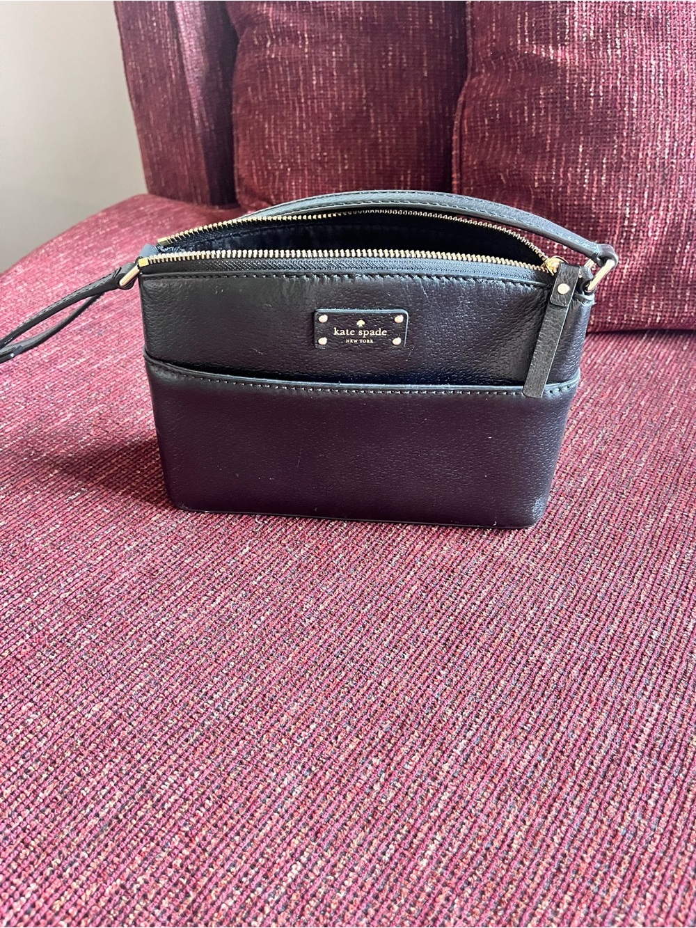 kate spade Black Leather Double-Zip Crossbody Wristlet